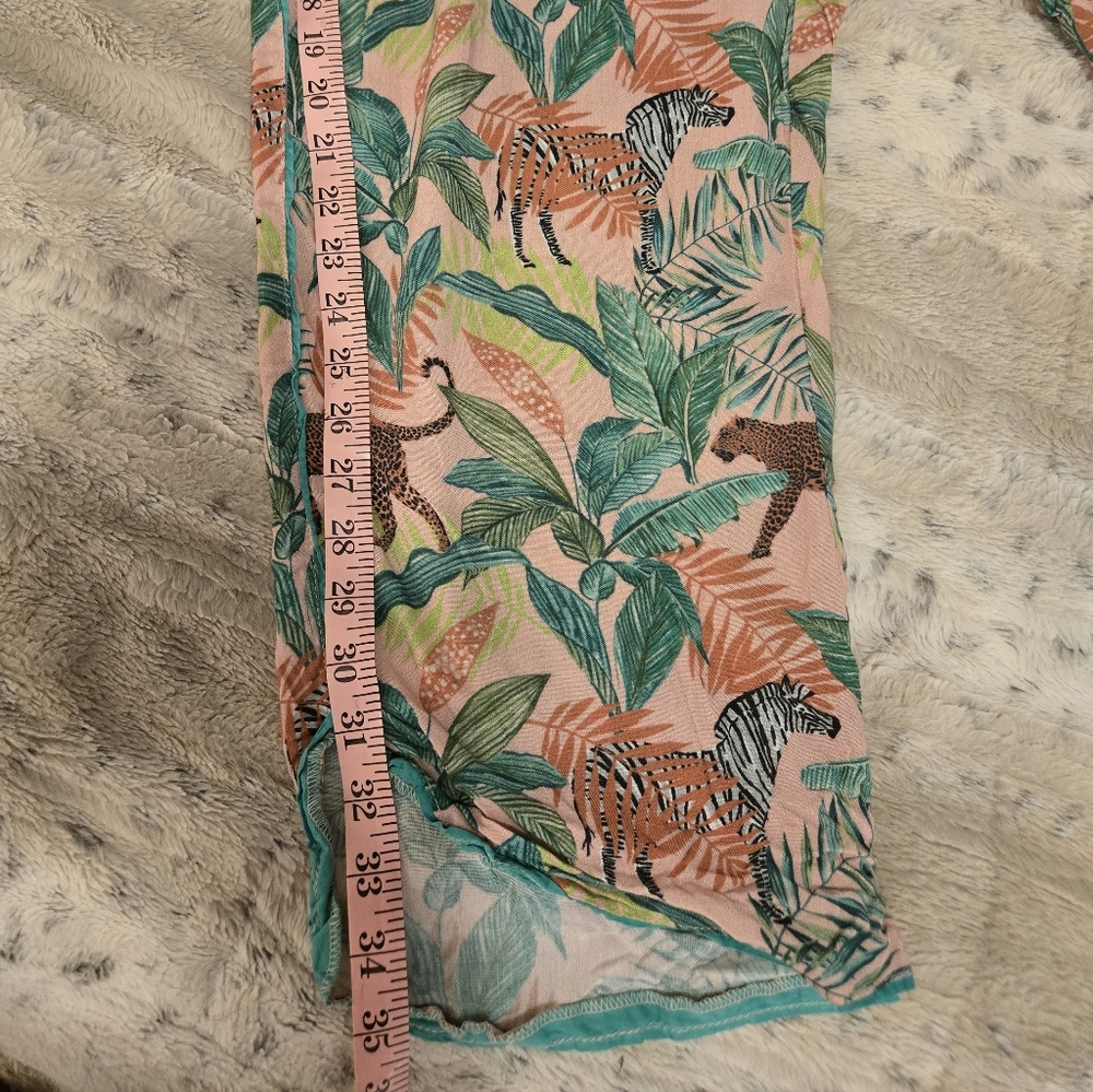 World Market Jungle/Animal Print Pajama Pants - Green and Peach - Picture 3 of 8